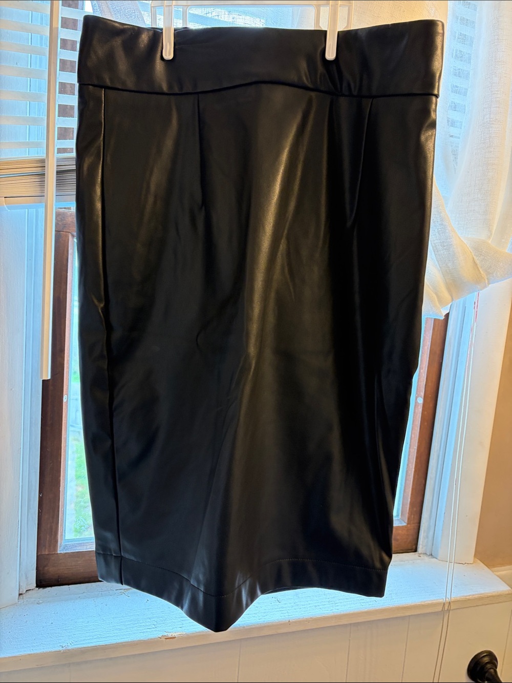 Black Faux Leather A-Line Skirt